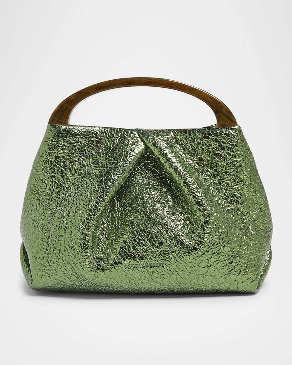 Crinkled Metallic Leather Mini Crossbody Bag